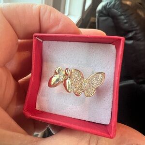 Ping Gold and Silver Butterfly Earrings